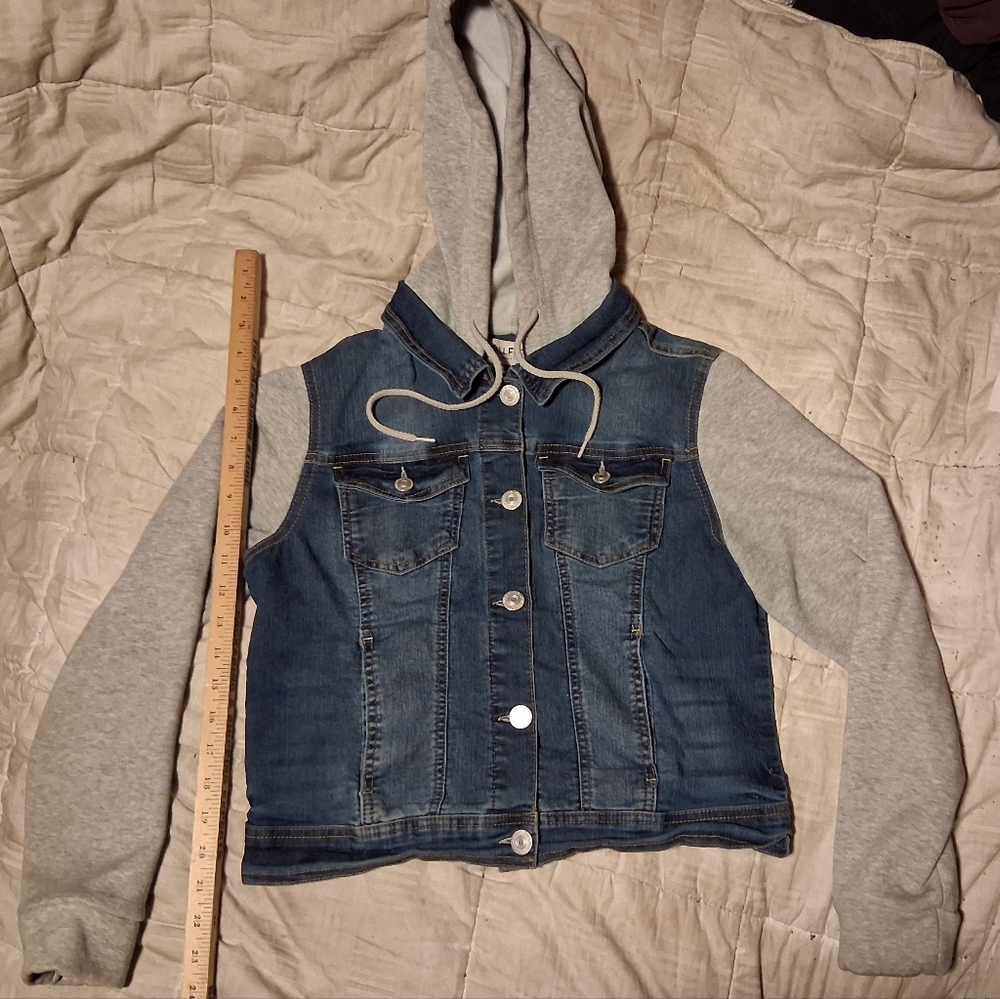 Women's WallFlower Denim Button up Hoodie
